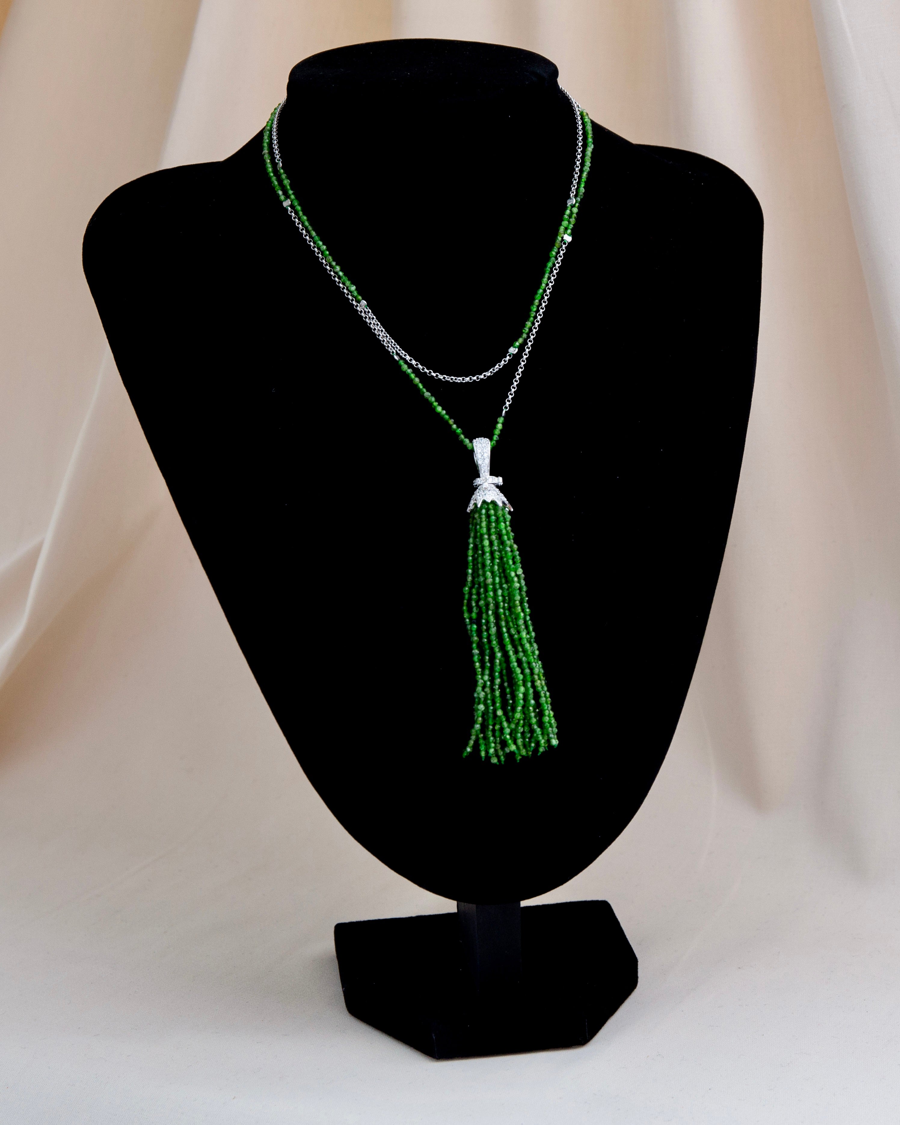 Necklace Chrome-Diopside - 76cm
