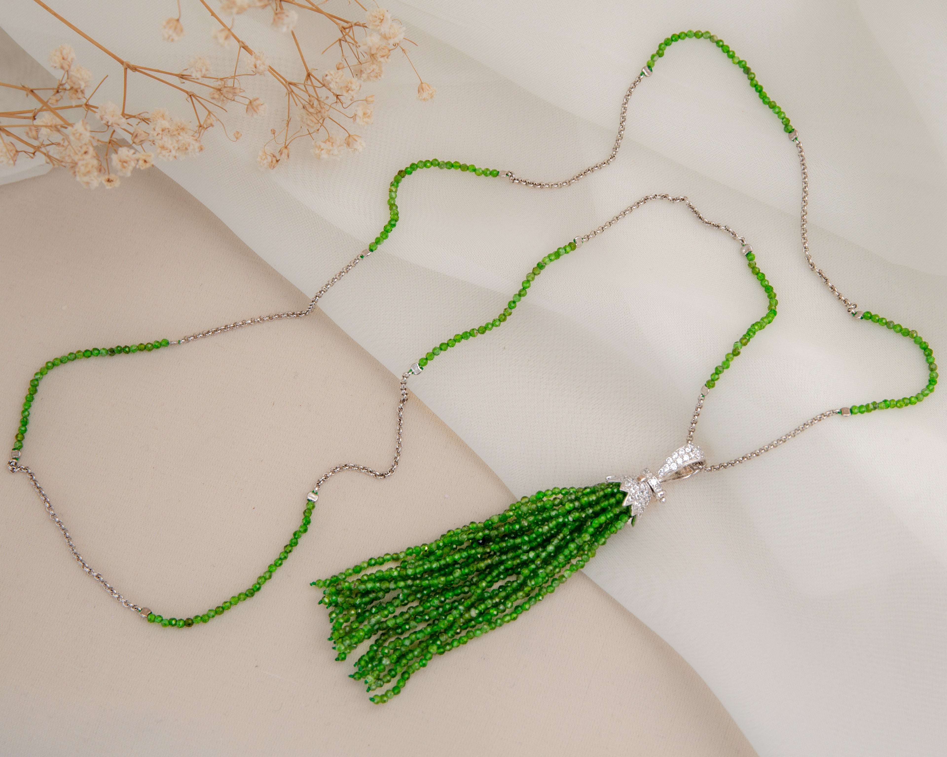 Necklace Chrome-Diopside - 76cm