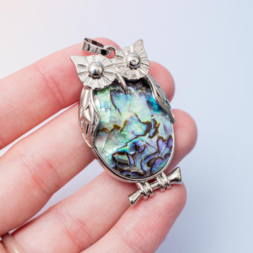 Abalone Shell Pendant - Owl 4.5cm