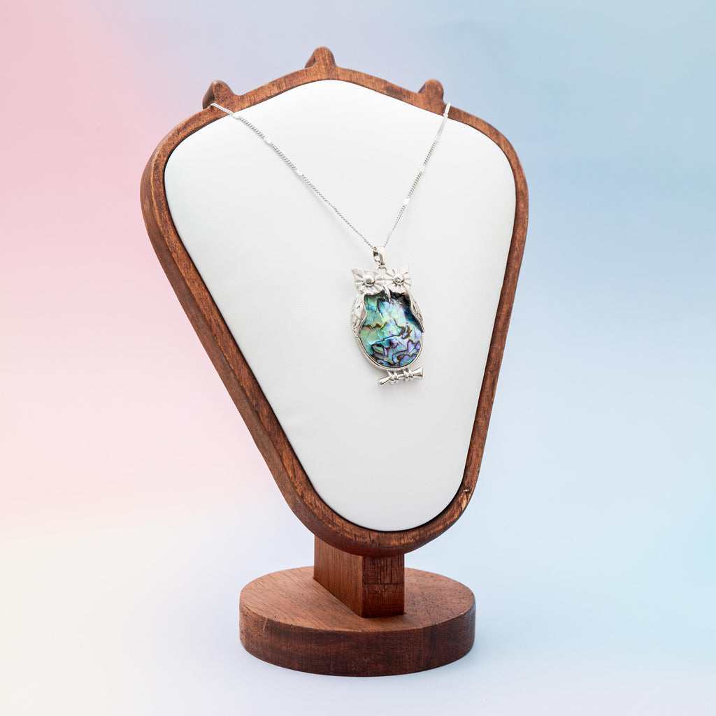 Abalone Shell Pendant - Owl 4.5cm