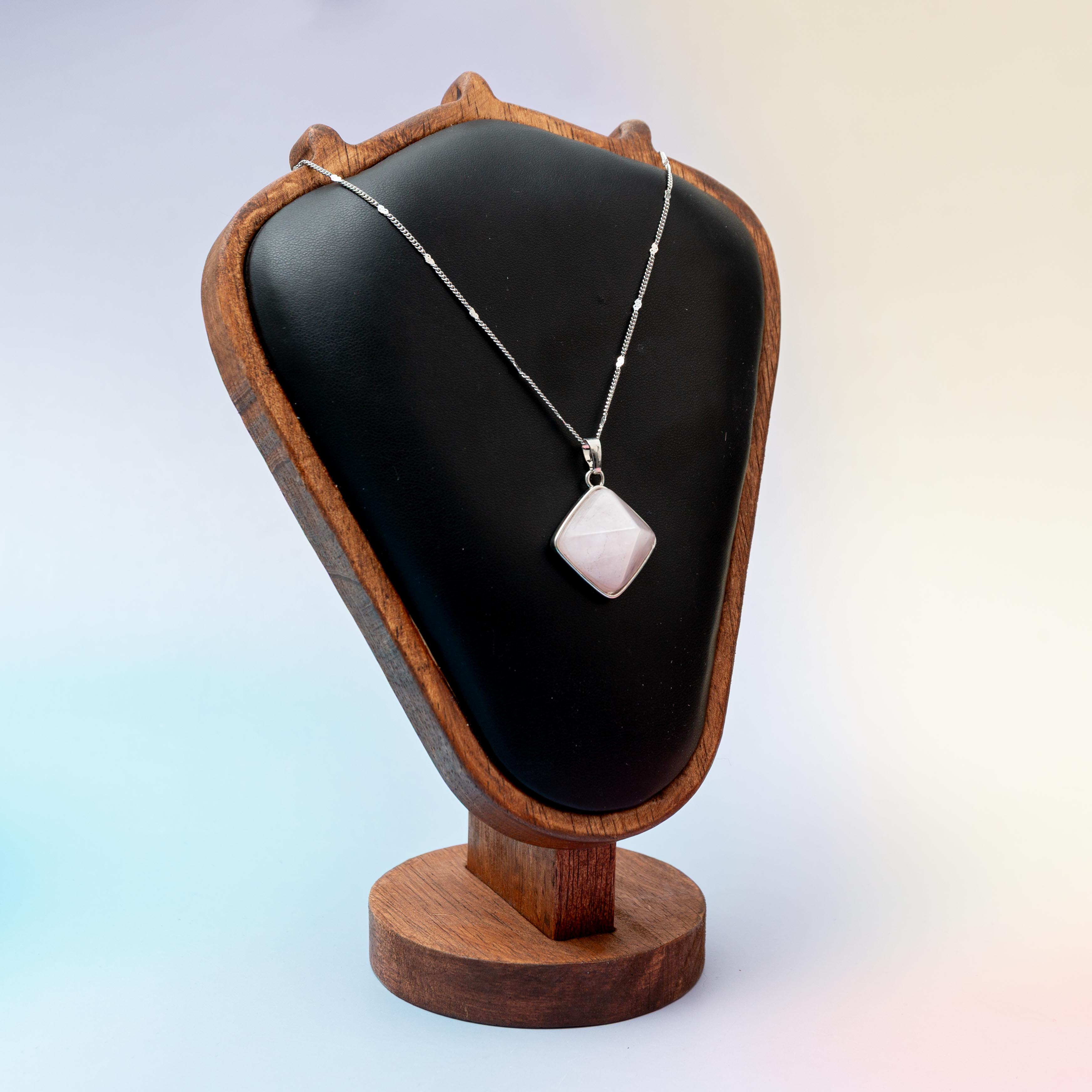 Rose Quartz Pyramid Pendant - 2cm