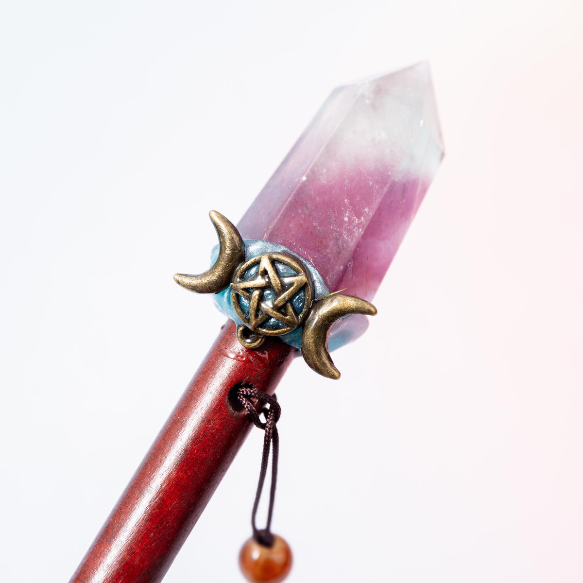 Fluorite Magic Wand / Peacock Feather - 32 cm 64 gr (A)
