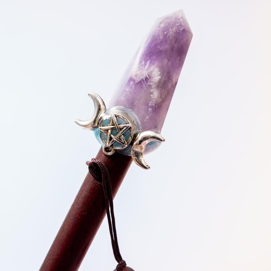 Amethyst Magic Wand / Peacock Feather (D) - 32 cm 46 gr — photo 2