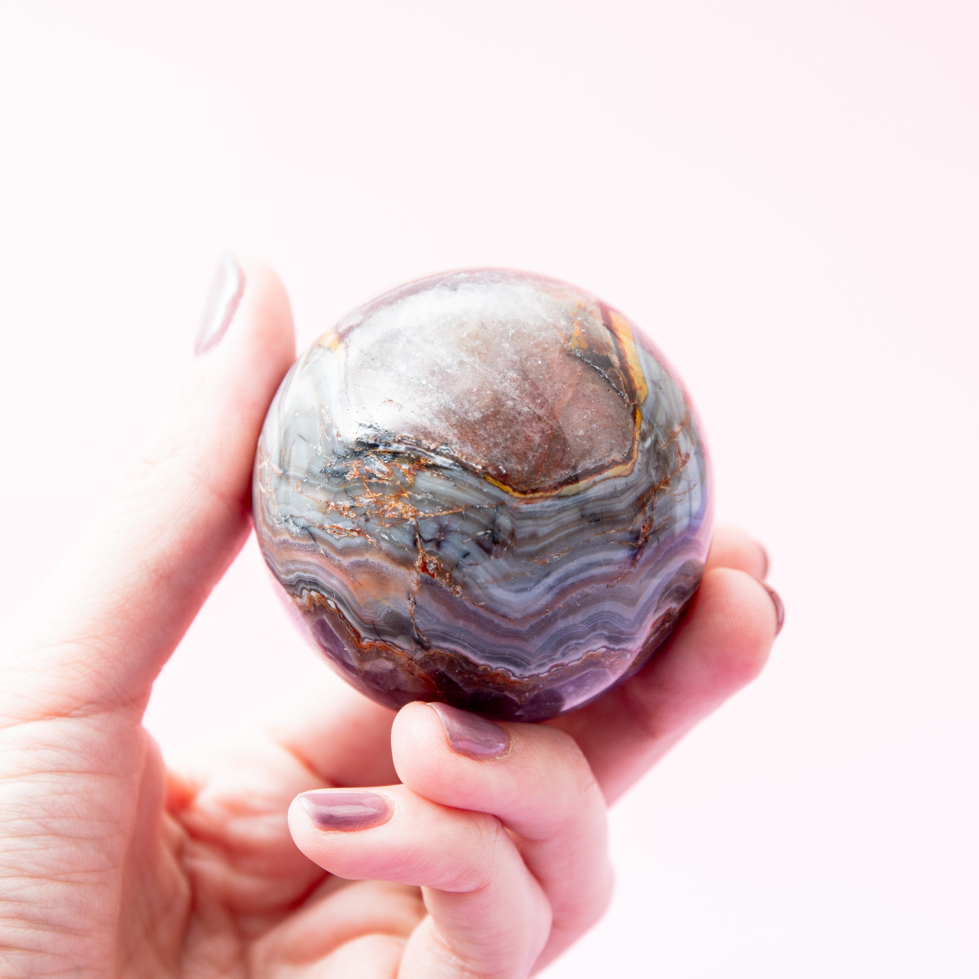 Ametiszt Achát Golyó - 50 mm/240 g