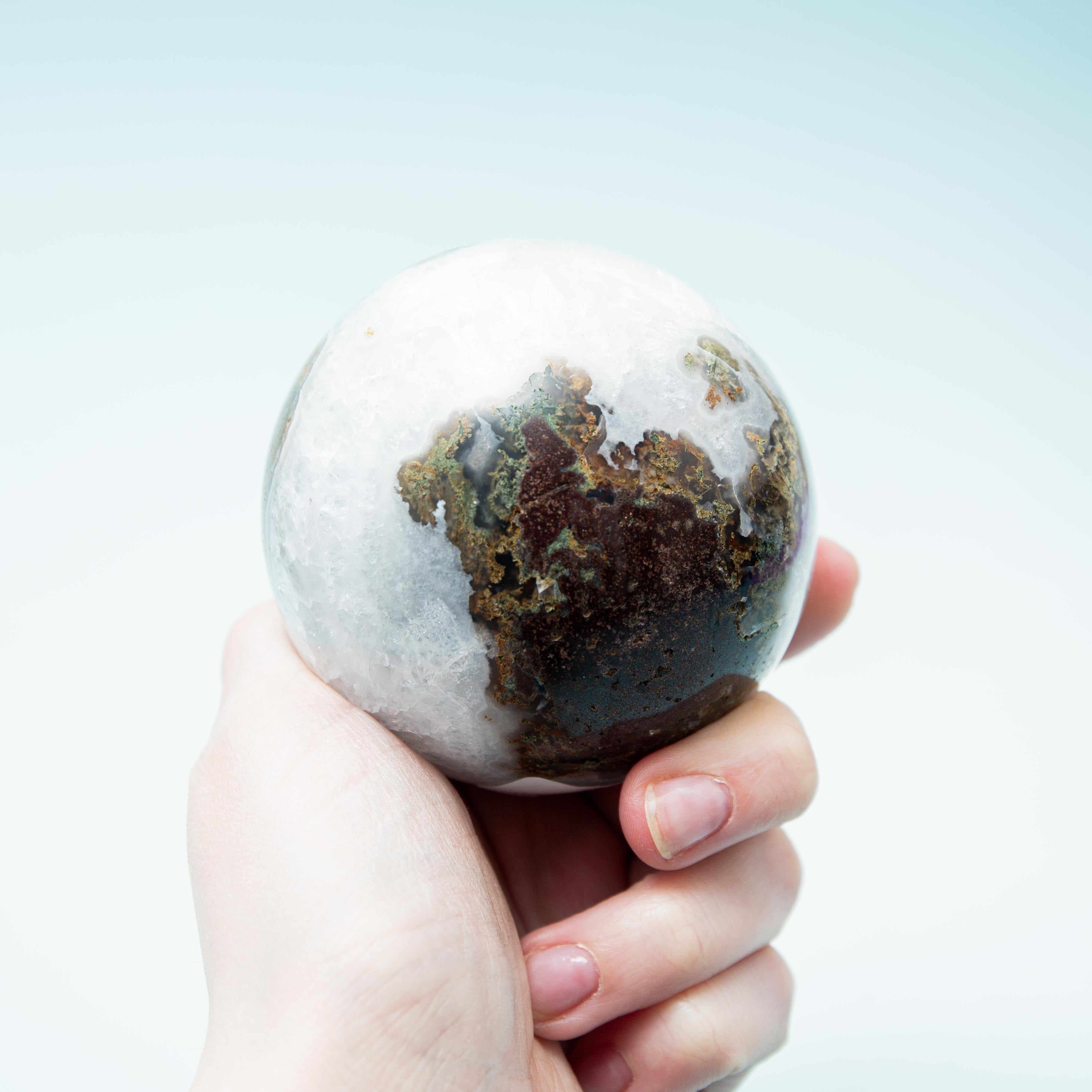Moss Agate Sphere - 75mm/571g