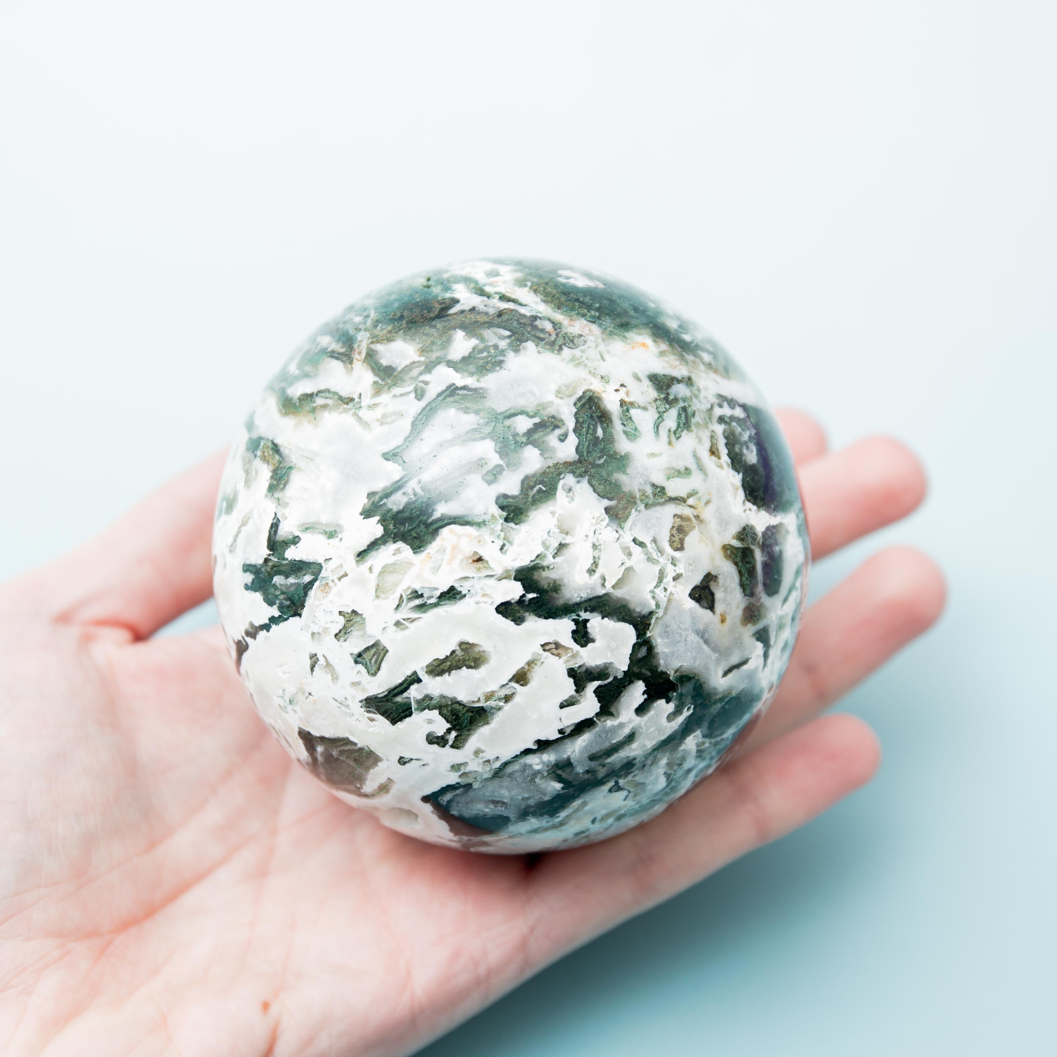 Moss Agate Sphere - 80mm/670g