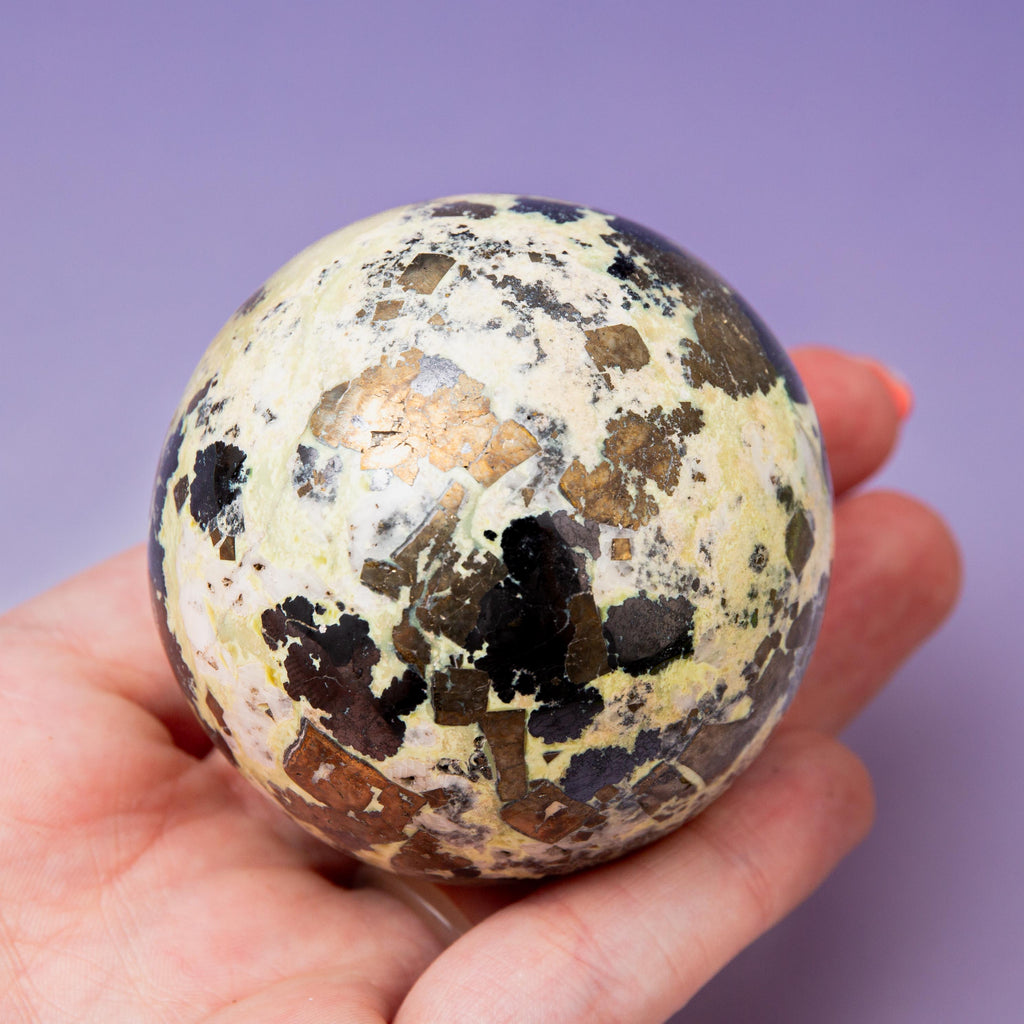 Serpentine with Pyrite (Peru) Sphere - 56mm/286g