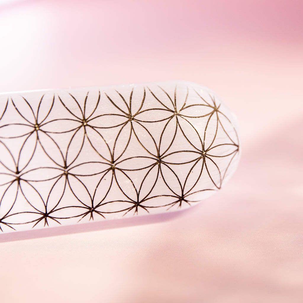 Selenite – Flower of Life Massage stick