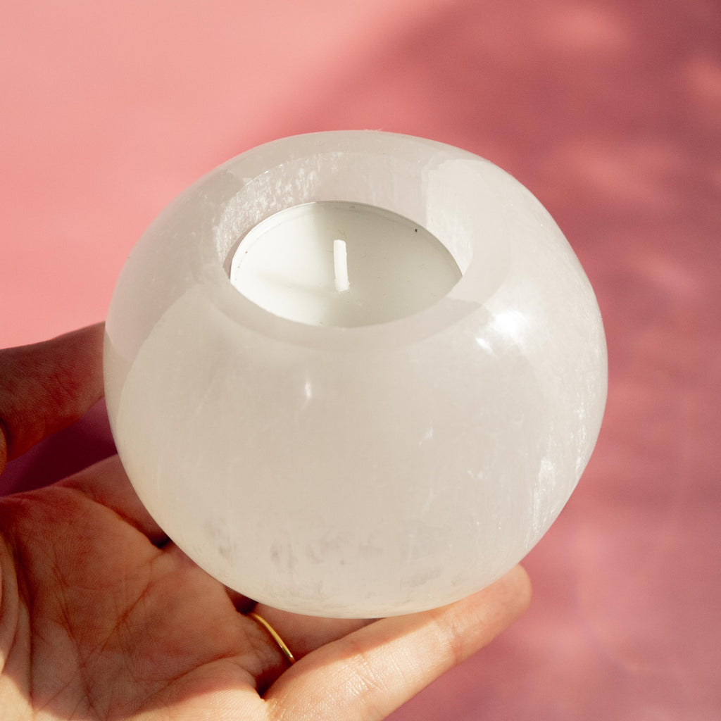 Selenite CandleHolder - 7cm/492g