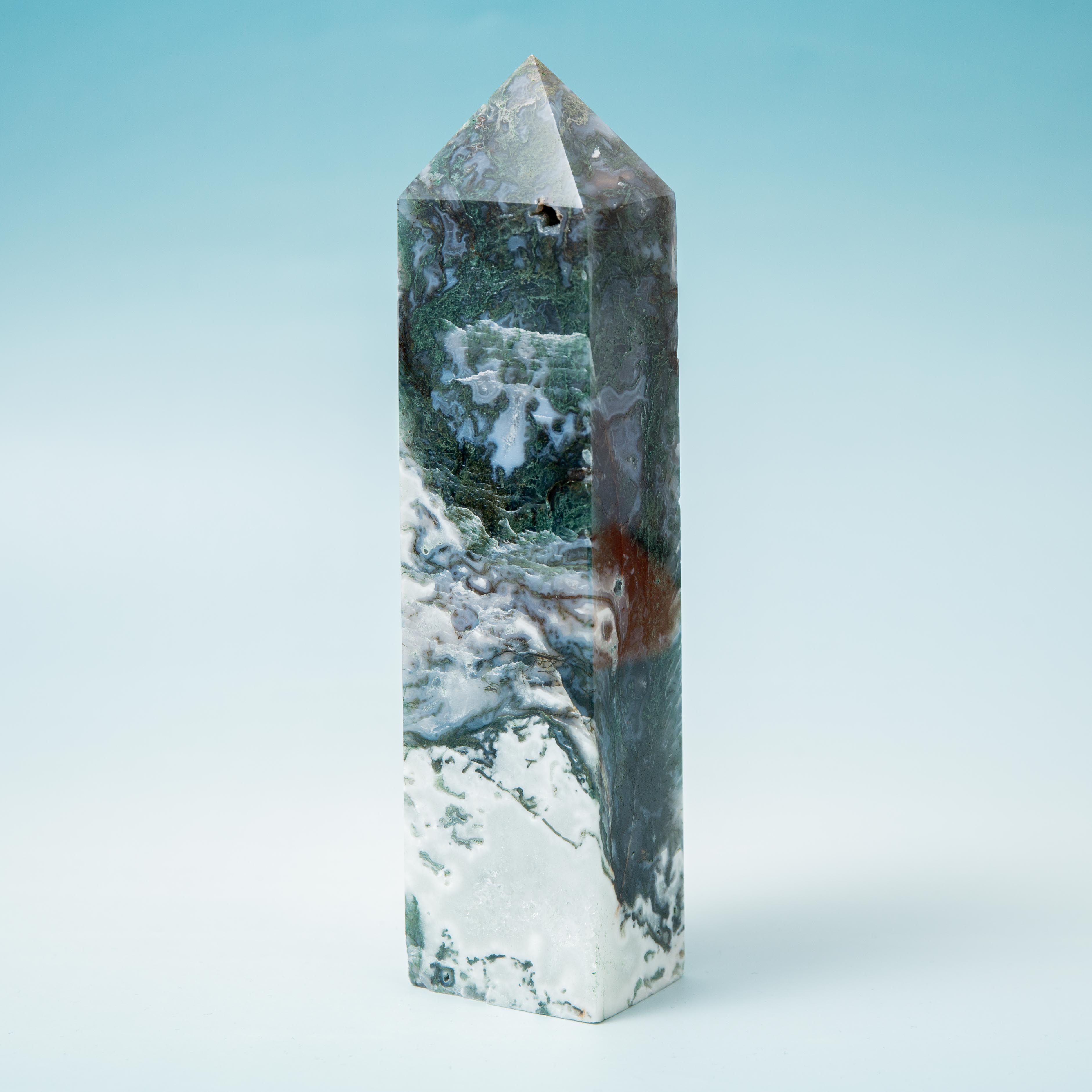 Moss Agate Tower - 19cm/717g