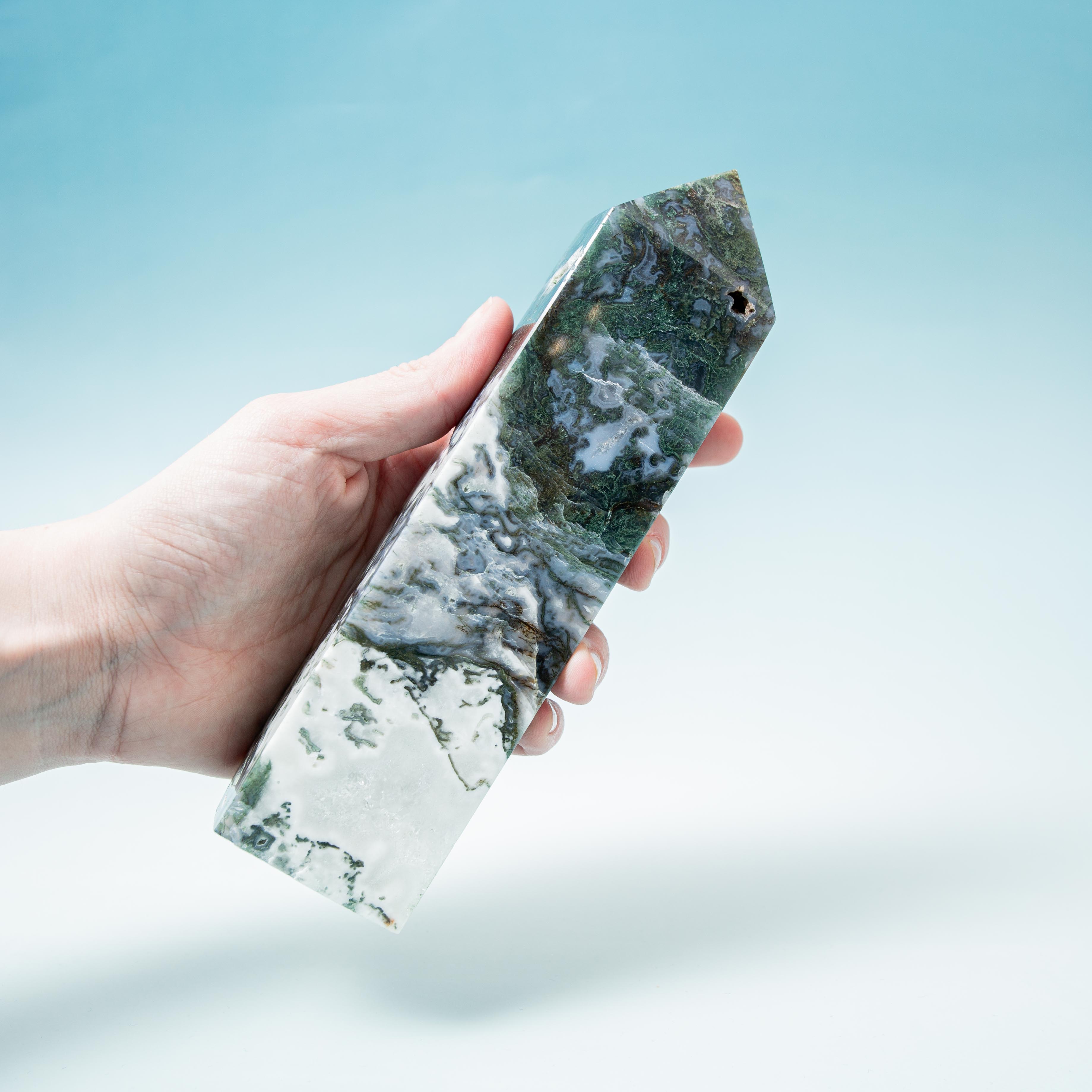 Moss Agate Tower - 19cm/717g
