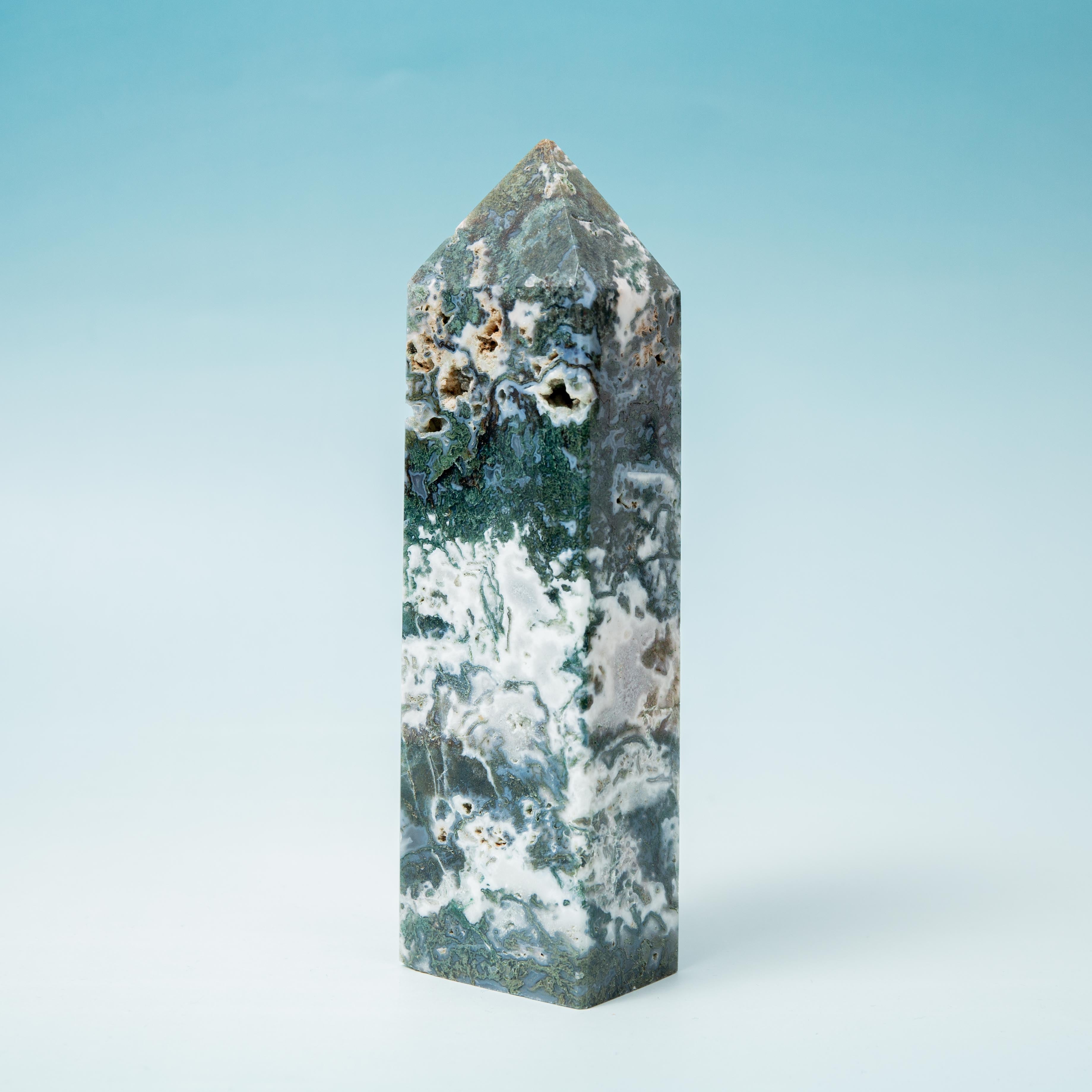 Moss Agate Tower - 18cm/706g