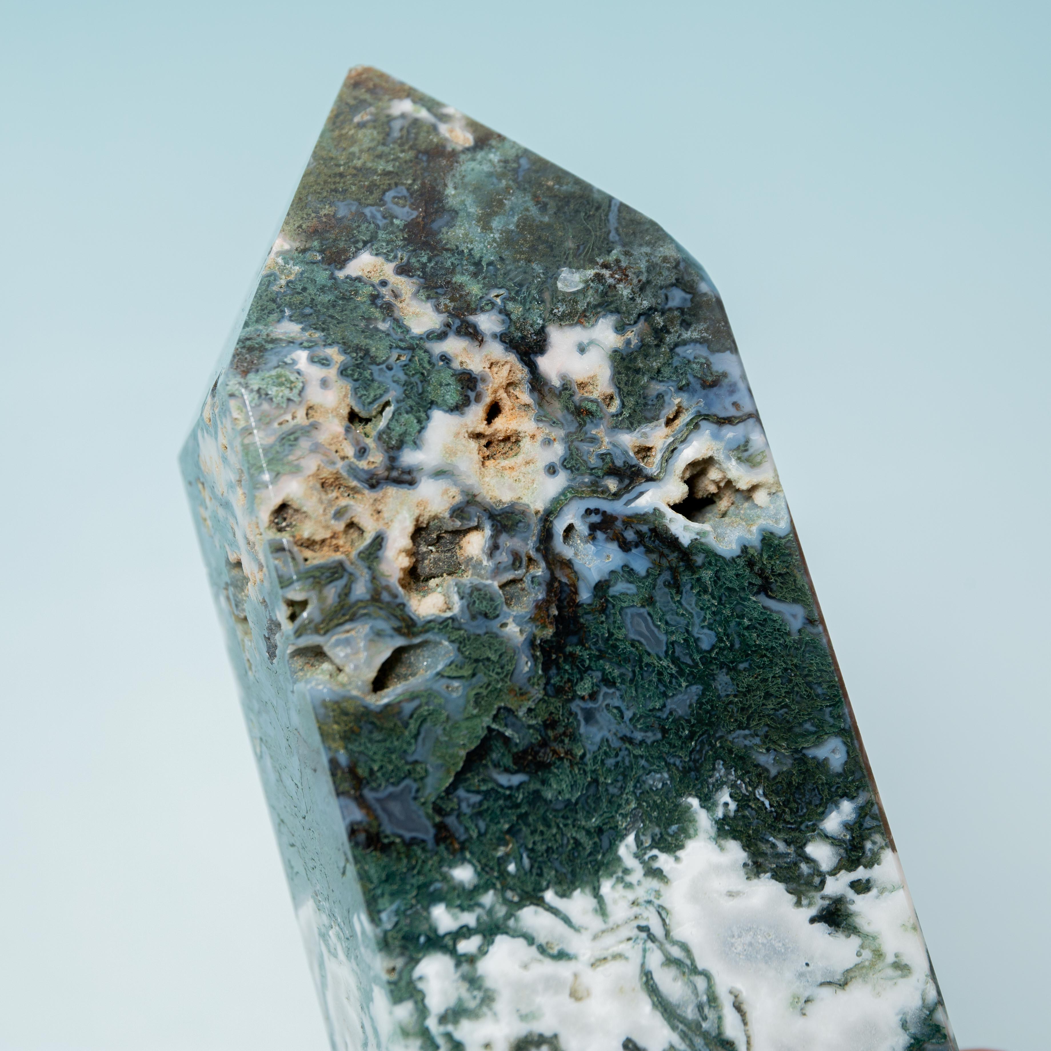 Moss Agate Tower - 18cm/706g