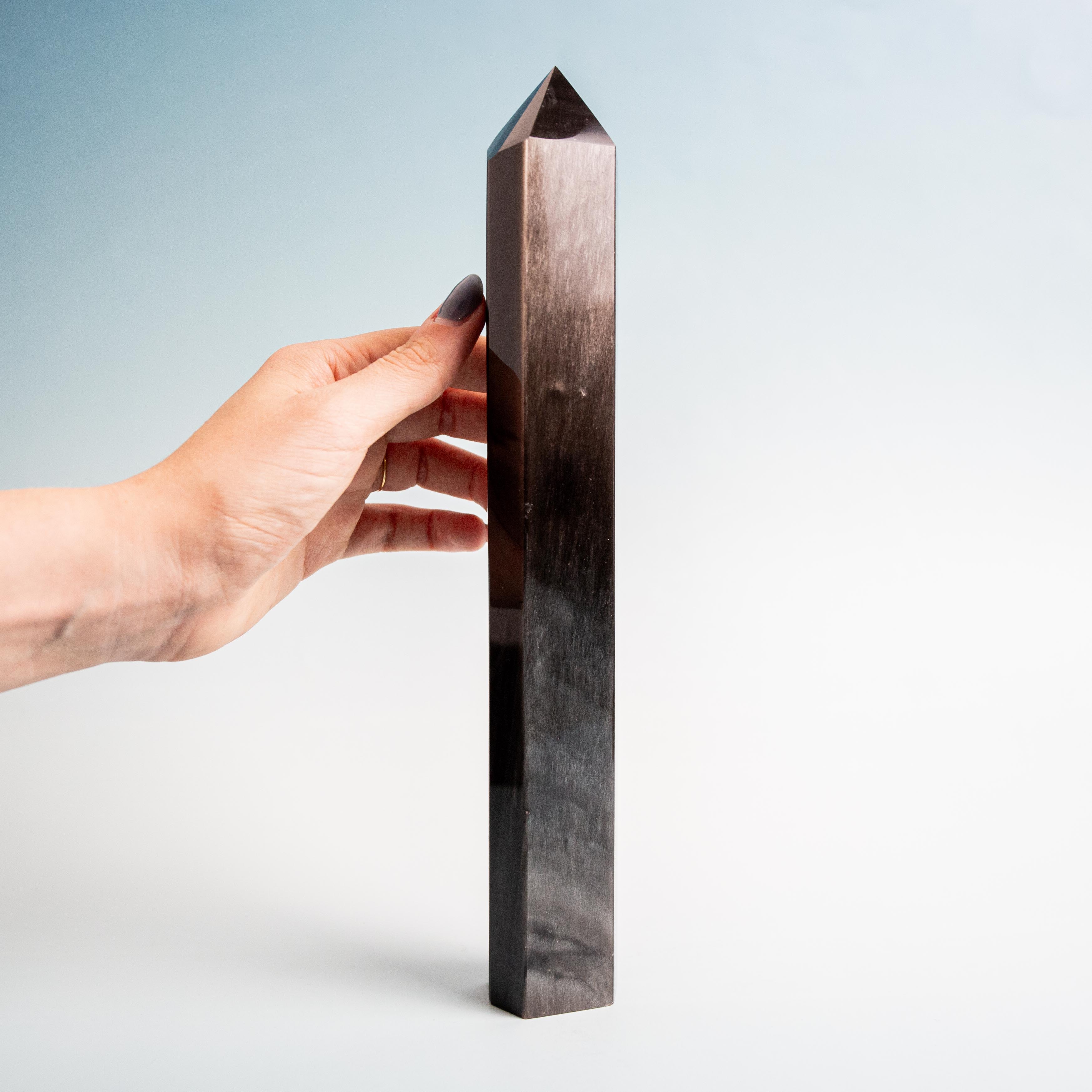 Silver Obsidian Tower - 674g/27.5cm