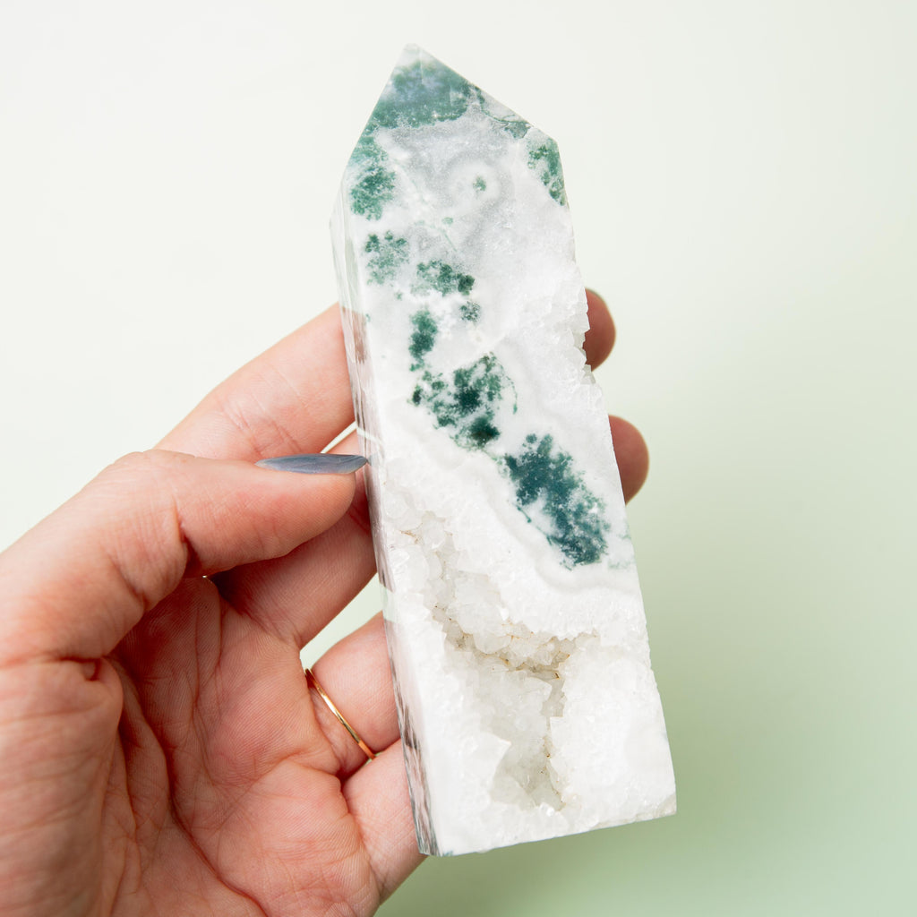 Tree Agate Druzy Tower - 214g/12cm (B)