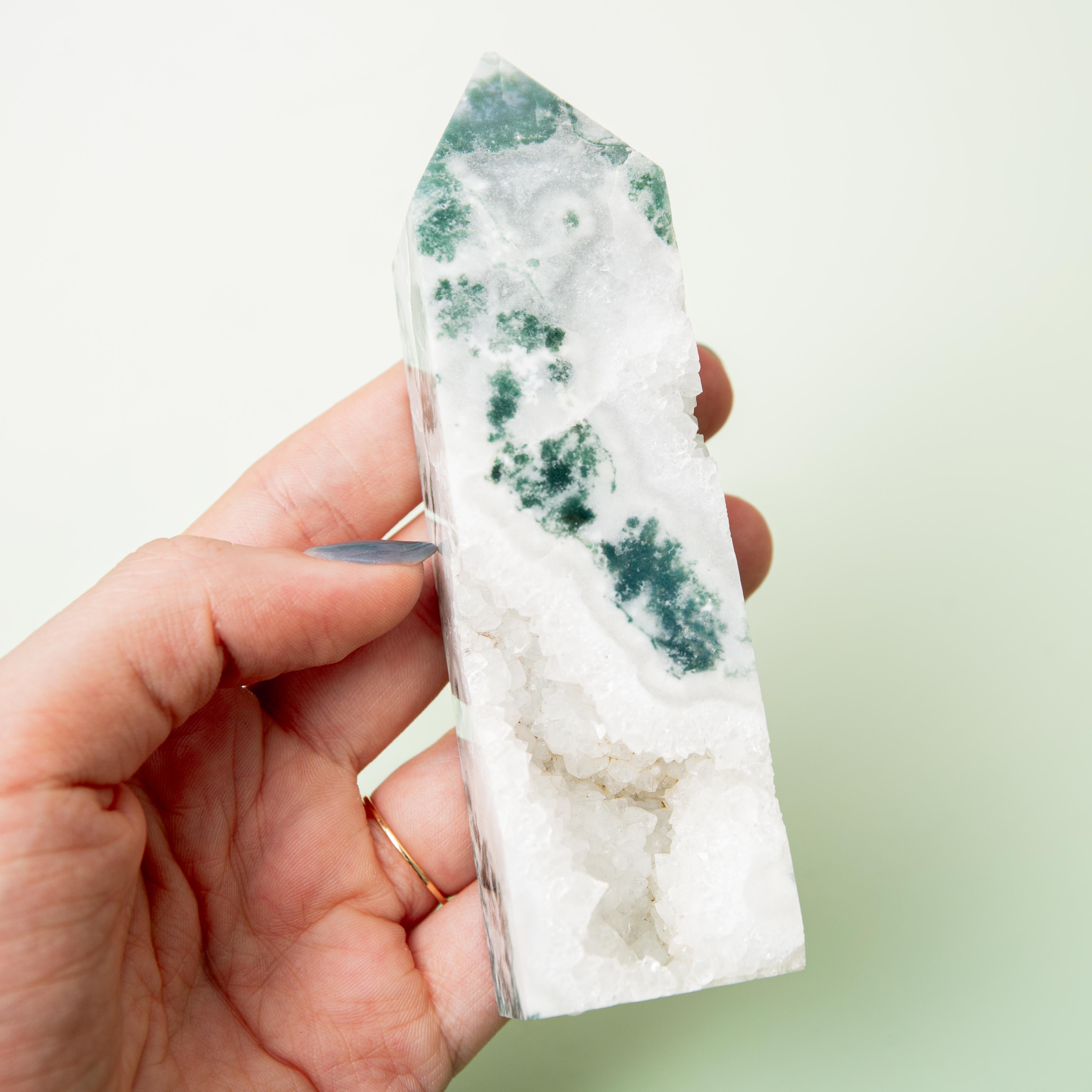 Tree Agate Druzy Tower - 214g/12cm (B)