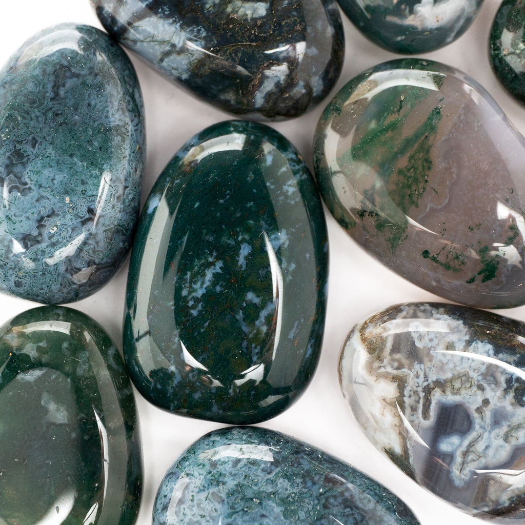 Moss Agate Tumble Stone- 3cm