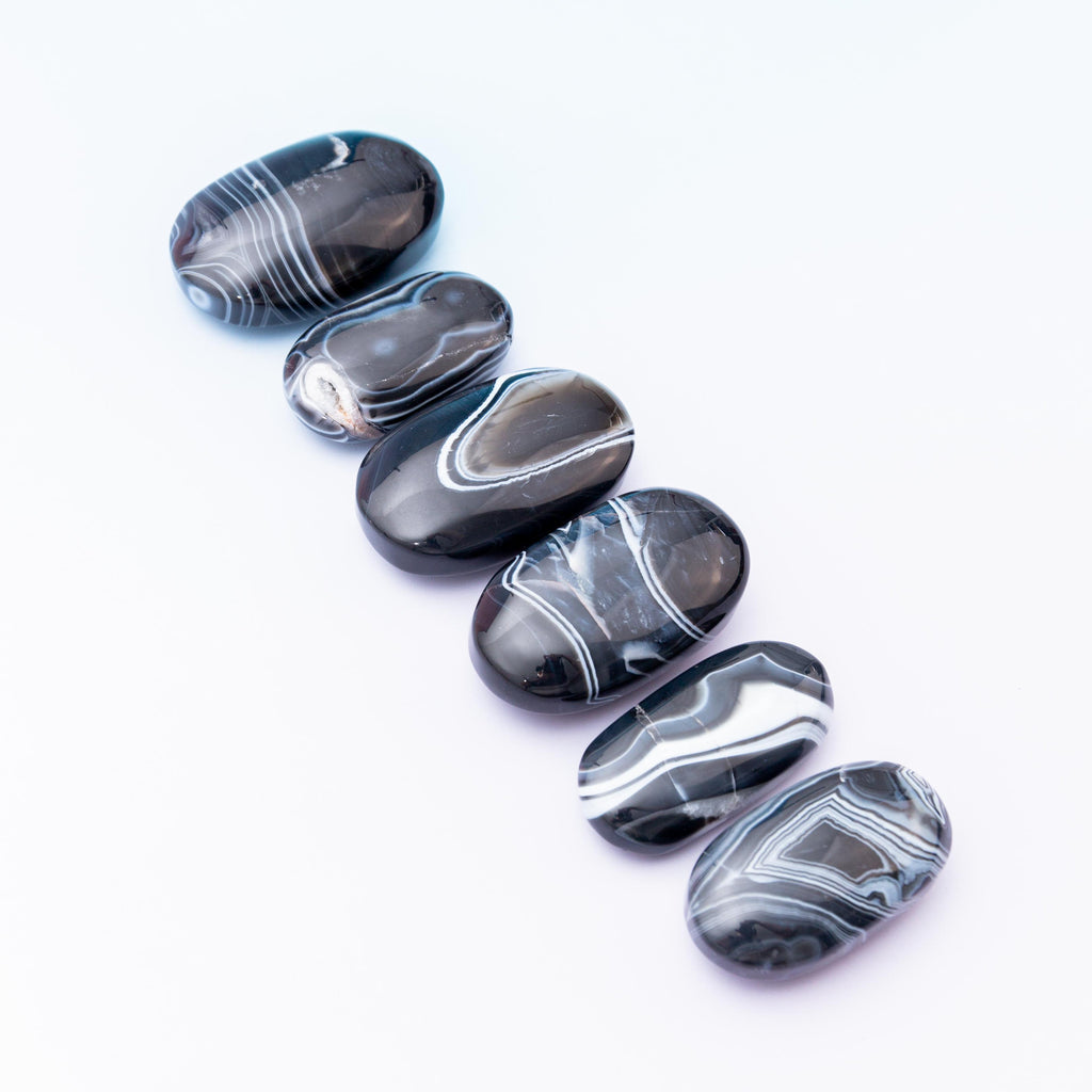 Black Agate Palm Stone - 6.5cm/88g (F)