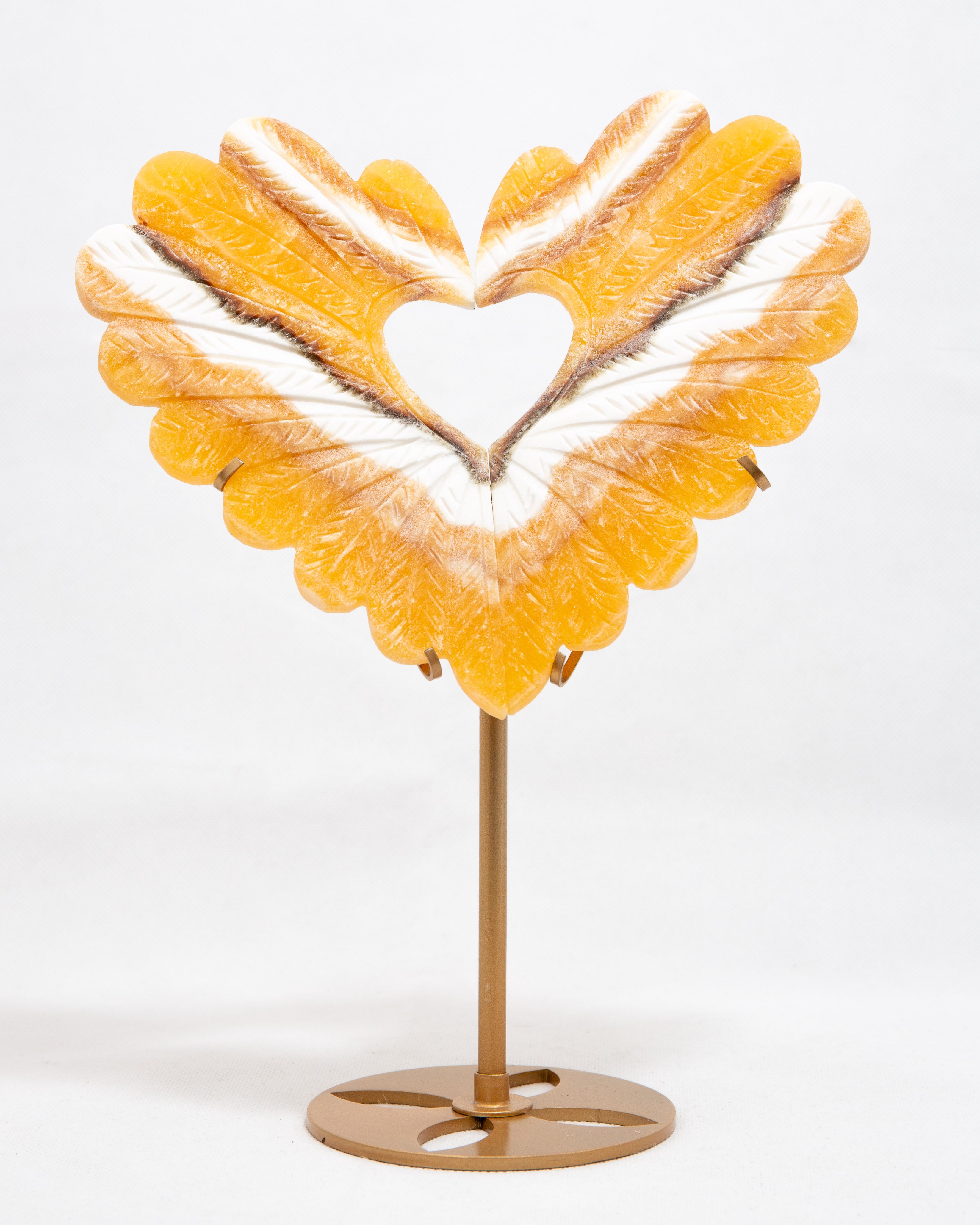 Sárga Kalcit Angyalszárnyak Fém Állványon