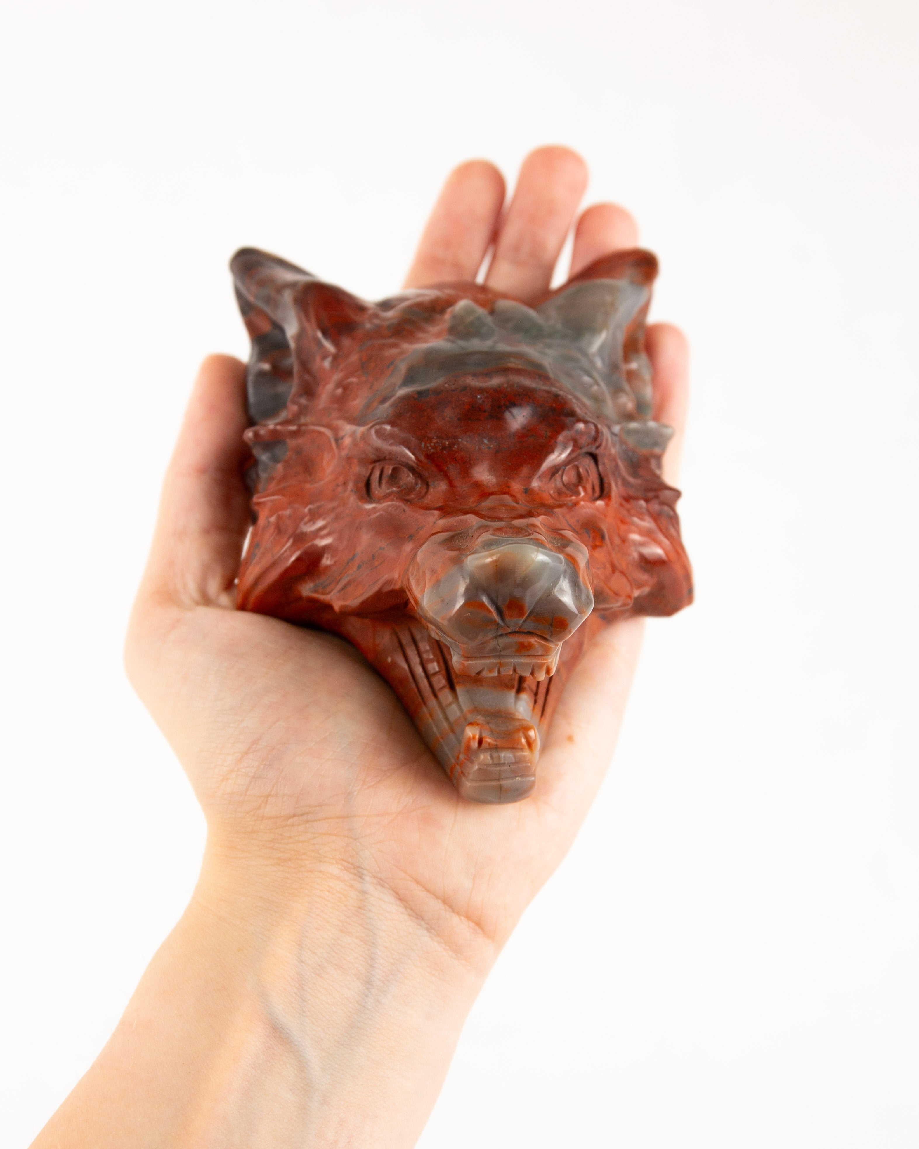 Jáspis Farkasfej Faragvány / Wolf Head Carving
