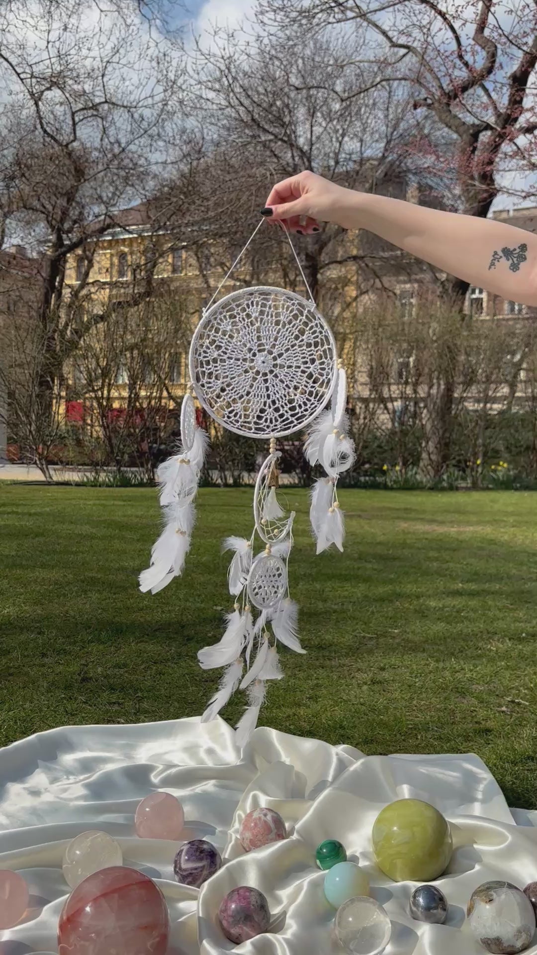 Álomfogó (Dreamcatcher) - fehér 60cm