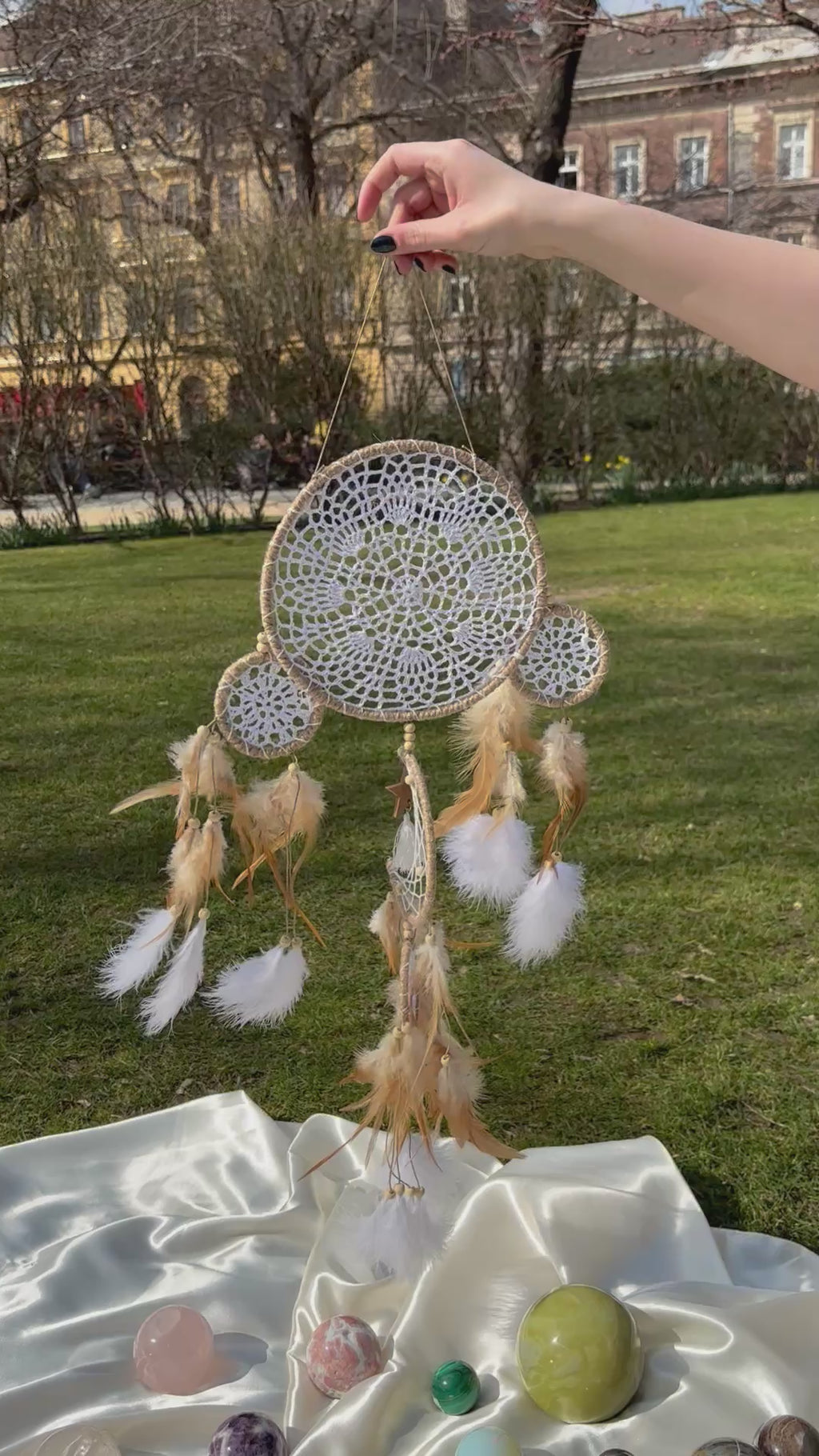 Álomfogó (Dreamcatcher) - Barna-fehér 60cm